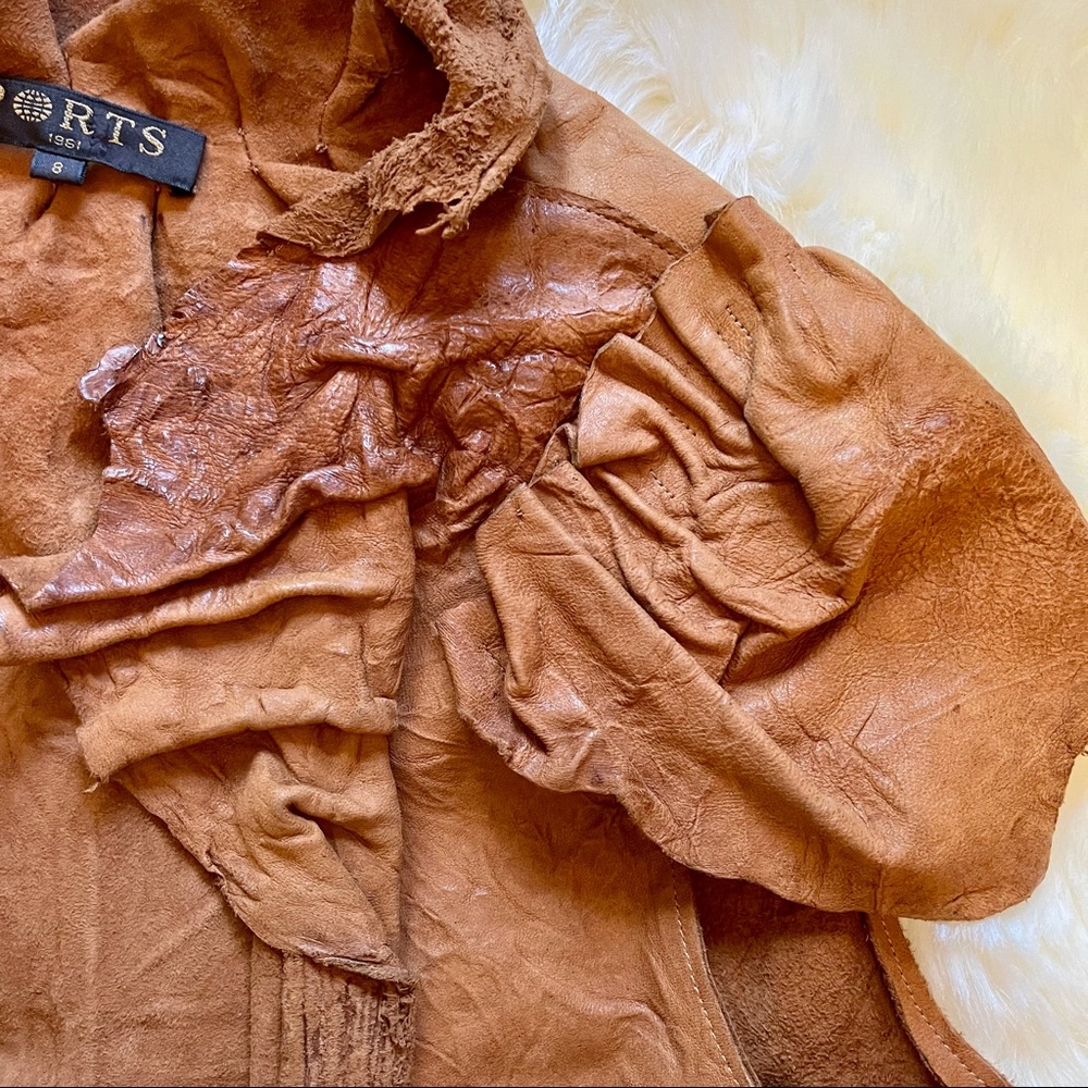 Ports 1961 Extremely Unique Distressed Camel Leather Vest - Picture 2 of 7